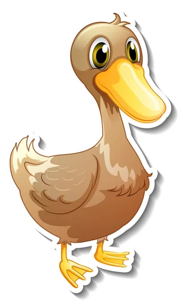 Design Adesivo Com Ilustração Personagem Desenho Animado Bonito Pato — Vetor de Stock