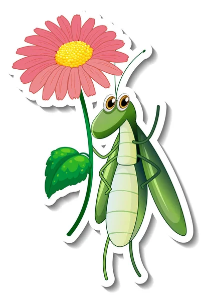 Sticker Vorlage Mit Cartoon Figur Eines Glaskünstlers Mit Einer Blumenisolierten — Stockvektor