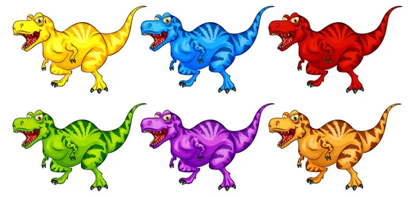 Set Illustrazione Del Personaggio Dei Cartoni Animati Dei Dinosauri Raptorex — Vettoriale Stock