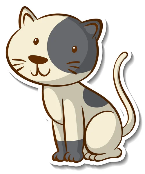 Sticker Design Little Cat Isolated Illustration — Stock Vector