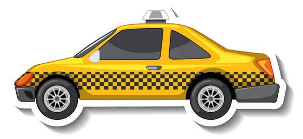 Aufkleber Design Mit Seitenansicht Eines Taxiwagens Isolierte Abbildung — Stockvektor