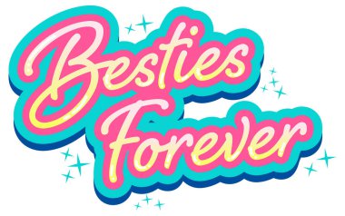 Besties Forever Lettering Logo illüstrasyonu