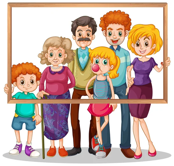 Immagine Famiglia Isolata Con Foto Cornice Illustrazione — Vettoriale Stock