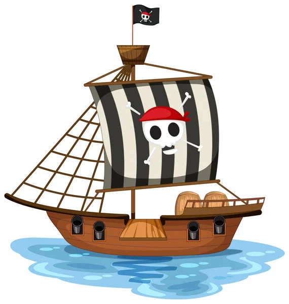 Ein Piratenschiff Mit Jolly Roger Flagge — Stockvektor