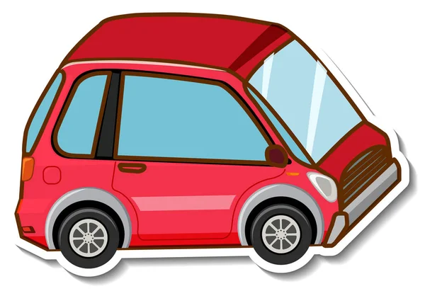 Een Sticker Sjabloon Met Mini Auto Cartoon Stijl Geïsoleerde Illustratie — Stockvector