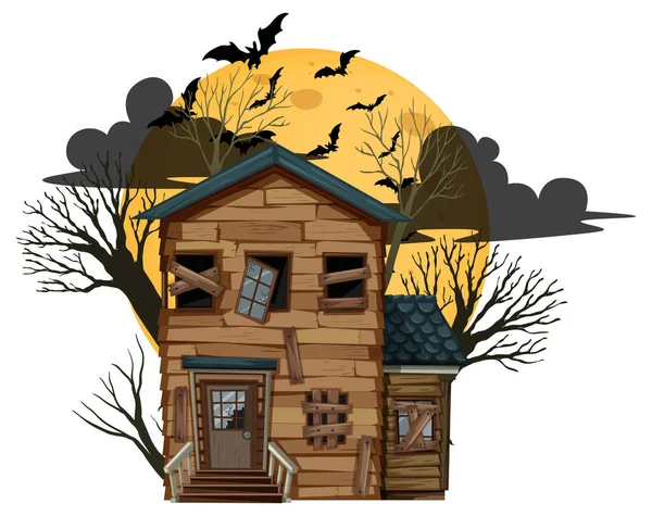 Ilustrație Izolată Casei Abandonate Halloween — Vector de stoc