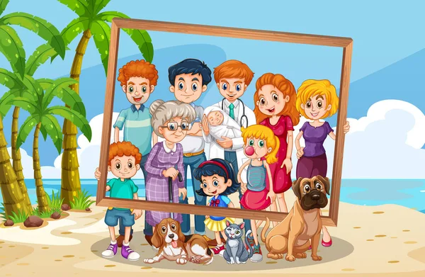 Familienfoto Urlaub Hintergrund Illustration — Stockvektor