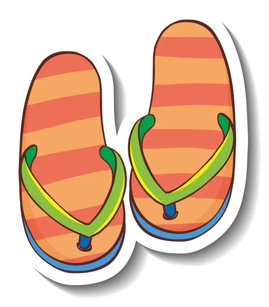 Eine Sticker Vorlage Mit Sommer Flip Flops Isolierte Illustration — Stockvektor