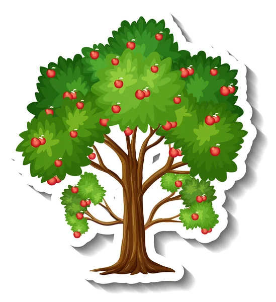 Apfelbaum Aufkleber Auf Weißem Hintergrund Illustration — Stockvektor