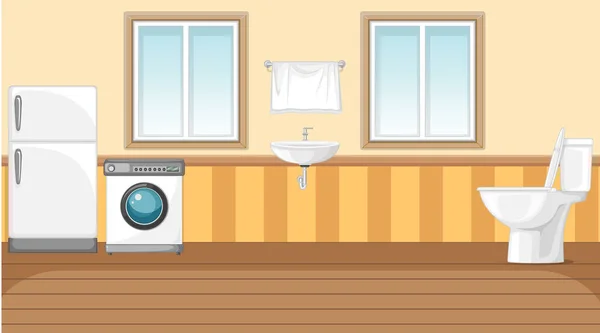 Scène Avec Lave Linge Réfrigérateur Dans Toilette Illustration — Image vectorielle