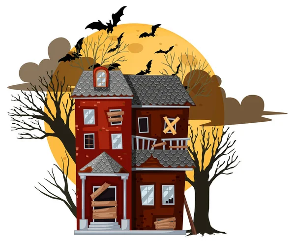 Illustration Isolée Maison Abandonnée Halloween — Image vectorielle