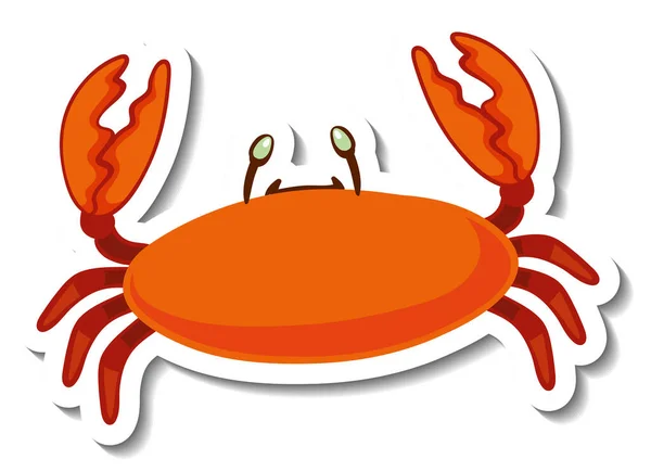 Sticker Template Crab Cartoon Character Isolated Illustration — Stock Vector