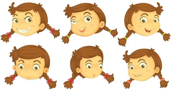 Variações dos rostos de uma menina —  Vetores de Stock
