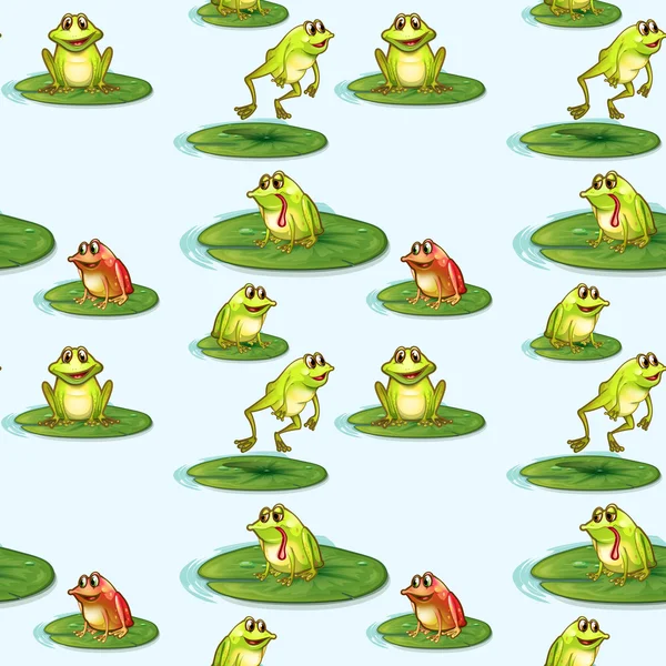 Seamless design of the frogs at the pond — Stock Vector