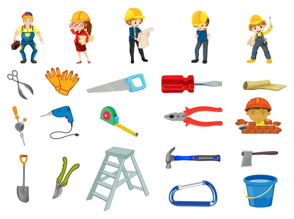 Construction worker set — Stock Vector