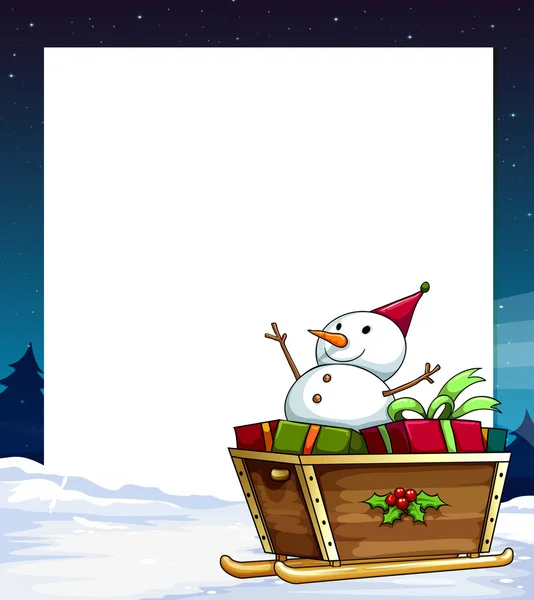 A banner and a snowman — Stock Vector