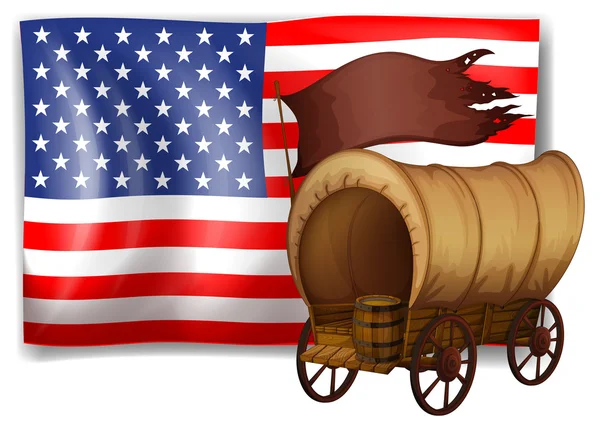 美国国旗在一辆马车后面 — 图库矢量图片
