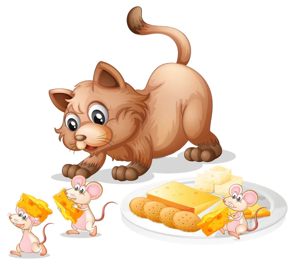Cat and mice — Stock Vector