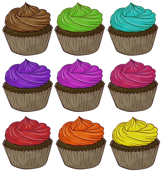 Bunte Cupcakes — Stockvektor