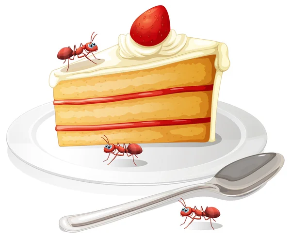 Cake and ants — Stock Vector