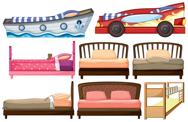 Different bed designs — Stock Vector