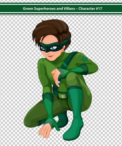 Groene superheld — Stockvector