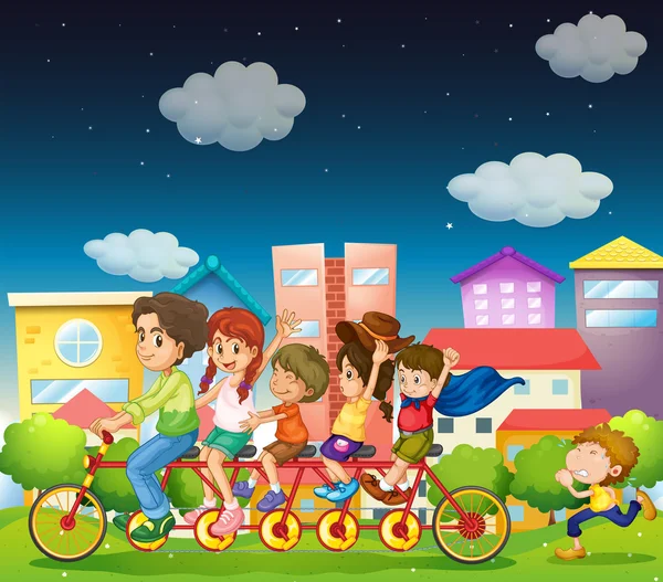 Familjen ridning cykel — ストックベクタ