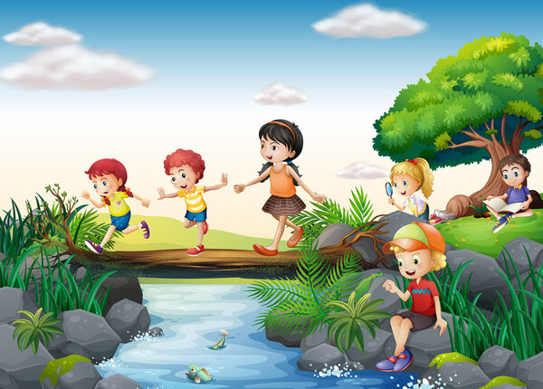 Дети и ручей
