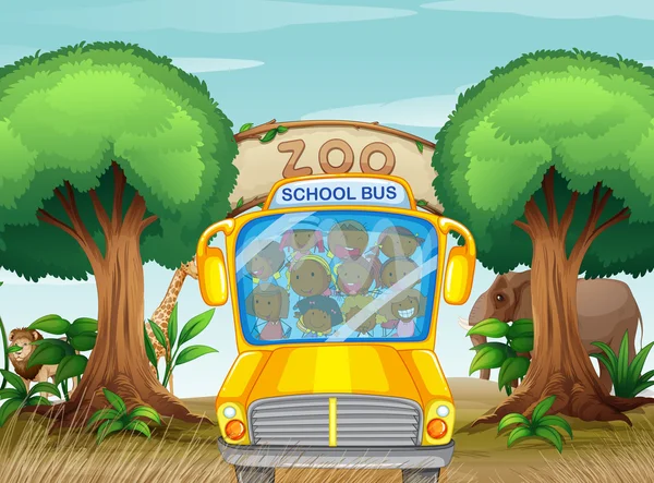 De bus van de school voor een dierentuin — Stockvector