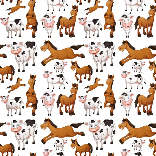 Bezešvé krávy a koně — Stockový vektor