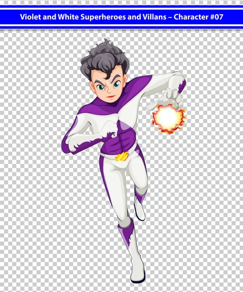 Ein violett-weißer Superheld mit glühender Kraft — Stockvektor