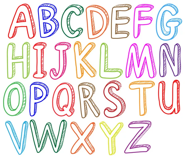 Bunte Schriftarten des Alphabets — Stockvektor