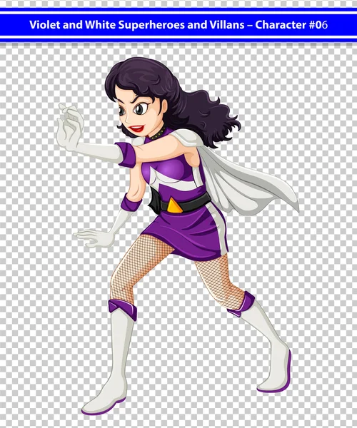 A female violet and white superhero — Stock Vector