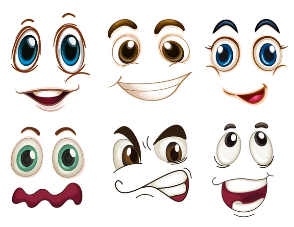 Diferentes expresiones faciales — Vector de stock