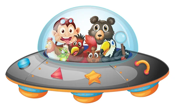 Playful animals inside the saucer — Stock Vector