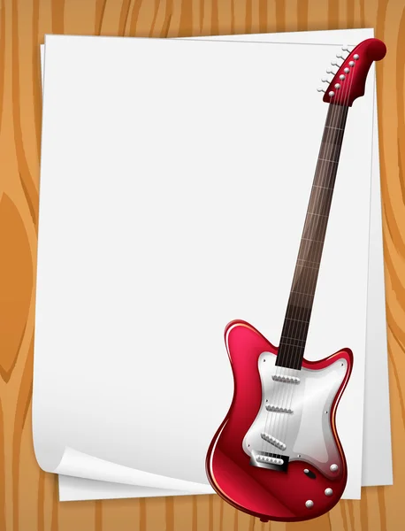 Una plantilla vacía con una guitarra — Vector de stock