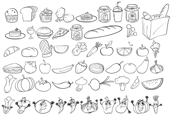 Doodles alimentos — Archivo Imágenes Vectoriales
