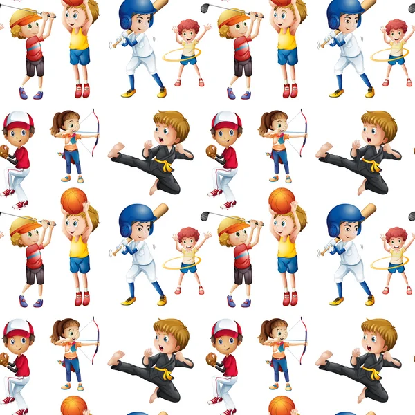 Seamless children and sports — Stock Vector