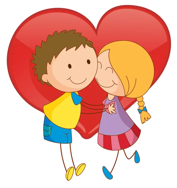 Pareja y corazón — Vector de stock