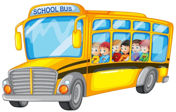 Kinderen en school bus — Stockvector