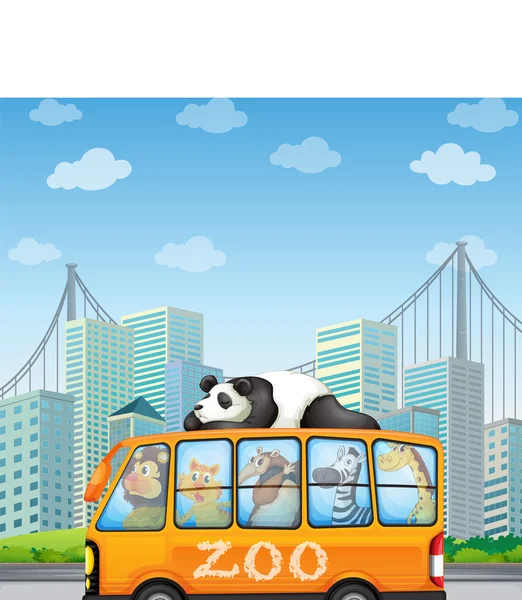Animals and bus — Stock Vector