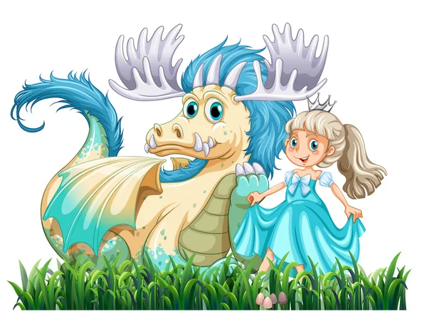 Dragón y princesa — Archivo Imágenes Vectoriales
