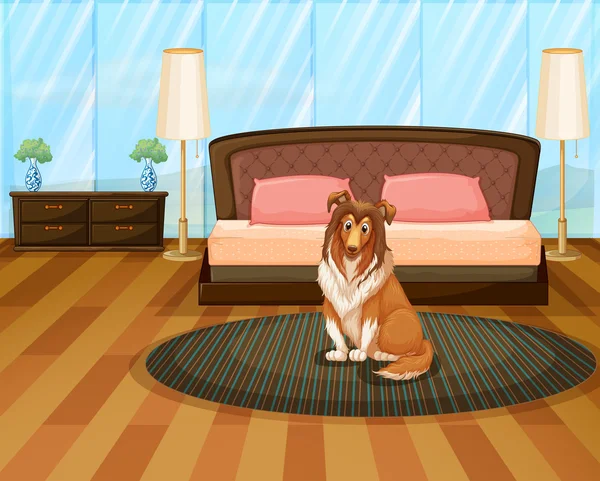 Hund im Schlafzimmer — Stockvektor