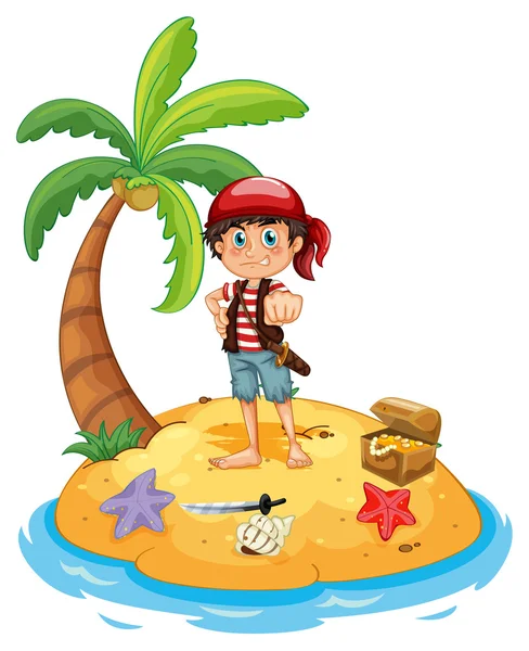 Pirate and island — Stock Vector