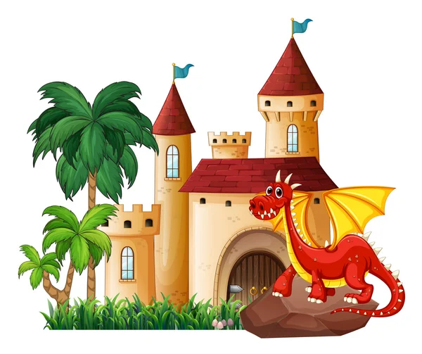 Dragon and castle — Stock Vector