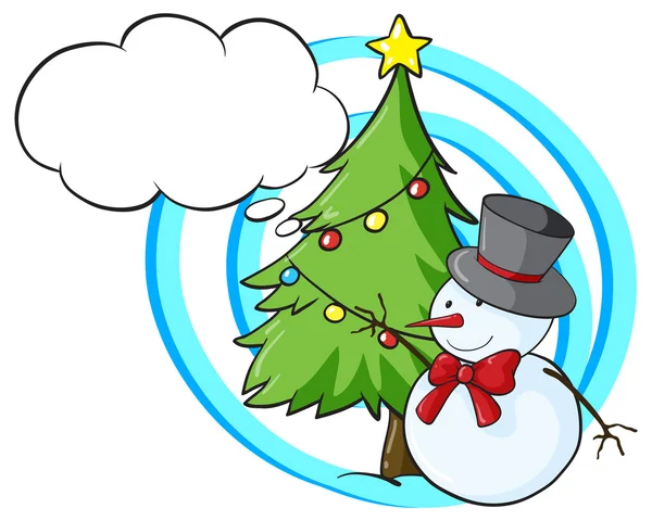 Sneeuwpop en kerstboom — Stockvector