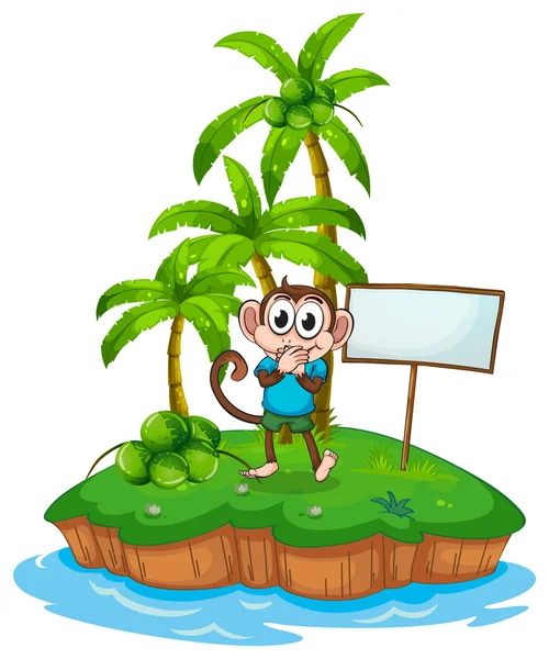 Monkey and island — Stock Vector