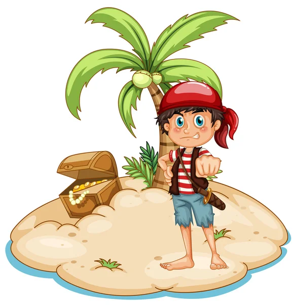 Pirate et île — Image vectorielle