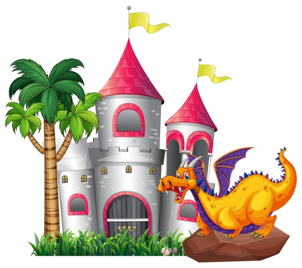 Dragon and castle — Stock Vector