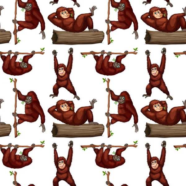 Sömlös orangutang — Stock vektor